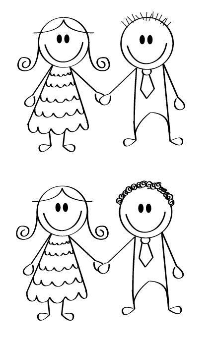 Desenho de noivinhos para convite de casamento